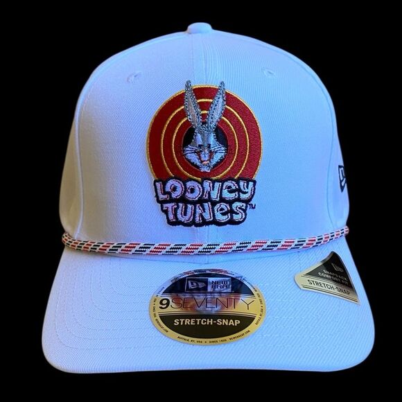 NEW Bugs Bunny Looney Tunes New Era 9SEVENTY Stretch-Snap Adjustable Hat White - Picture 3 of 15